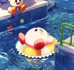  blue_eyes blush_stickers closed_eyes fence floating highres innertube kirby kirby_(series) kirby_and_the_forgotten_land open_mouth poppy_bros_jr smile starfish suyasuyabi water 