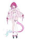  chinese_clothes cleavage_cutout clothing_cutout dragon_girl dragon_horns dragon_tail dress full_body fur_trim horns indie_virtual_youtuber jacket long_hair low_twintails natsuiro_xx pink_dress pink_eyes pink_jacket pinky_(vtuber) platform_footwear second-party_source single_thighhigh sleeves_past_wrists tail thick_eyebrows thigh-highs thigh_strap twintails virtual_youtuber 