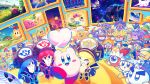  absurdres bandana_waddle_dee blonde_hair blue_hair bomber_(kirby) character_request chef_kawasaki closed_eyes creature flamberge_(kirby) francisca_(kirby) hammer happy heart highres hyness kirby kirby:_star_allies kirby_(series) looking_at_viewer monster morpho_knight one-eyed open_mouth redhead suyasuyabi tongue void_(kirby) void_soul void_termina waddle_dee waddle_doo weapon zan_partizanne 
