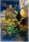  amon blood city clouds demon demon_girl devilman fudou_akira headwings siren_(devilman) wings 