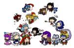  6+girls camera cellphone chibi cirno dowsing_rod dowsing_rods flandre_scarlet hat head_wings hijiri_byakuren himekaidou_hatate hong_meiling houjuu_nue izayoi_sakuya jeweled_pagoda koakuma kumoi_ichirin maid multiple_girls murasa_minamitsu nazrin patchouli_knowledge phone polearm remilia_scarlet shameimaru_aya simple_background socha tatara_kogasa toramaru_shou touhou tray trident weapon wings 