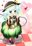  bone collar dog_ears dog_tail eyes green_eyes green_hair hat heart inyu inyucchi kemonomimi_mode komeiji_koishi short_hair solo tail touhou 