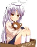  box for_adoption girl_in_a_box in_box in_container petting school_uniform silver_hair stuffed_animal stuffed_toy tachibana_kanade tranquillianusmajor translated 