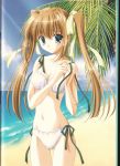  binding_discoloration blonde_hair cropme green_eyes highres nanao_naru scan swimsuit swimsuit twintails 