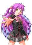  foreshortening futaki_kanata little_busters!! long_hair mako_(lovely_panda_house) purple_hair school_uniform side_ponytail 