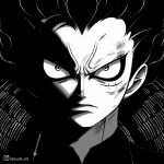  angry greyscale hair_up monkey_d._luffy monochrome one_piece 