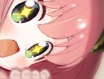  +_+ 1girl anya_(spy_x_family) child close-up commentary_request eyebrows_visible_through_hair face focused green_eyes hair_cones light_blush looking_at_viewer medium_hair open_mouth pink_hair sakino_shingetsu solo sparkling_eyes spy_x_family 