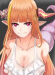 1girl absurdres breasts butt_plug dragon_girl dragon_horns dragon_tail highres hololive horns kiryu_coco large_breasts long_hair looking_at_viewer orange_hair phesh red_eyes tail virtual_youtuber