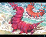  45_(maruyaki45) absurdres beach bug dated day highres no_humans outdoors partially_submerged pokemon pokemon_(creature) scolipede water wingull 