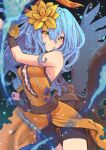  1girl absurdres blue_hair hair_ornament highres kawayabug long_hair rocbouquet_(saga) romancing_saga_2 saga solo tagme wings yellow_eyes 