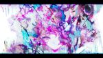  1girl abstract bangs commentary_request fu~ai highres looking_at_viewer one_eye_covered pink_eyes pink_hair portrait psychedelic saigyouji_yuyuko short_hair solo touhou traditional_media triangular_headpiece 
