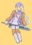  1girl character_request full_body long_hair simple_background solo sword weapon 