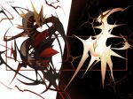  absurdres alternate_form arceus aura commentary english_commentary giratina glowing glowing_eyes highres hooves horns looking_at_another no_humans open_mouth pokemon pokemon_(creature) red_eyes tapwing unown 