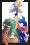  black_border border bright_pupils closed_eyes closed_mouth commentary_request crossed_arms decidueye greninja highres inteleon pkpokopoko3 pokemon red_pupils smile tongue white_background white_pupils yellow_eyes 