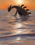  black_eyes closed_mouth day from_side frown futena_goze highres lugia no_humans outdoors pokemon pokemon_(creature) sky solo sun water wet 