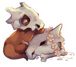  crying crying_with_eyes_open cubone head_wreath no_humans pokemon pokemon_(creature) simple_background sitting sui_(suizilla) tears white_background 