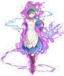  1girl apron aura blue_dress blue_hair boots braid breasts dark_aura dress fire_emblem fire_emblem_fates fire_emblem_heroes forehead_jewel full_body gem gradient gradient_hair hat highres knee_boots kousei_horiguchi lilith_(fire_emblem) long_hair long_sleeves medium_breasts multicolored_hair non-web_source official_art pale_skin pantyhose puffy_sleeves redhead shiny shiny_hair single_braid solo two-tone_hair white_legwear yellow_eyes 