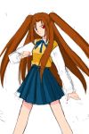  alternate_form brown_hair concept_art long_hair red_eyes school_uniform sketch tsukihime twintails yumizuka_satsuki 