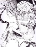  elbow_gloves gap gloves hat millipen_(medium) monochrome okirakunikku shikishi solo touhou traditional_media yakumo_yukari 