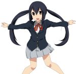  k-on! long_hair nakano_azusa nira outstretched_arms school_uniform solo spread_arms transparent_background twintails 
