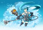 detached_sleeves hatsune_miku kawazu solo thigh-highs twintails vacuum_cleaner vocaloid 