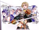  armor belt binding_discoloration blonde_hair blue_eyes blue_hair brown_eyes brown_hair cape circlet dual_wielding everyone evil_grin evil_smile fighting_stance frown gauntlets gensou_suikoden gensou_suikoden_ii gensou_suikogaiden gloves green_eyes grey_eyes grey_hair grin hair_ornament hairband highres ishikawa_fumi jewelry jillia_blight jowy_atreides jowy_atreides-blight lipstick long_hair luca_blight nanami nash_latkje necklace official_art outstretched_arm outstretched_hand ponytail profile red_eyes riou riou_genkaku scan scarf sheath short_hair sierra_mikain silver_hair sleeveless sleeveless_shirt sleeveless_turtleneck smile suikoden suikoden_ii suikogaiden sword torn_clothes turtleneck weapon 