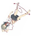  brown_hair feet grey_eyes kiyoshi_hara legs navel original rope rope_marks school_uniform silver_eyes skirt solo 