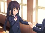  bad_hands black_hair brown_eyes jewelry k-on! long_hair nakano_azusa proposal ring school_uniform surprise surprised twintails 