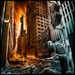  apocalyptic cityscape fire scenery skeleton 
