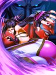  armpits black_hair fingerless_gloves gloves grin hakan han_juri highres nail_polish purple_eyes seth_(street_fighter) smile street_fighter street_fighter_iv violet_eyes 