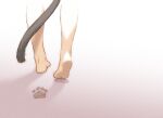  cat_tail commentary_request feet foot_focus footprints highres ino_(magloid) lower_body original paw_print soles solo tail walking 