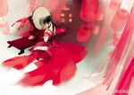  1girl absurdres back candle chair chi_lian_(qin_shi_ming_yue) chi_lian_qiju_zhu comb dress flower highres lantern mirror multicolored_background qin_shi_ming_yue red_dress sitting solo string 
