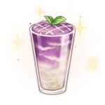  artist_request commentary crosshatching cup drink drinking_glass english_commentary food food_focus game_cg genshin_impact hatching_(texture) leaf lowres no_humans official_art still_life third-party_source transparent_background 