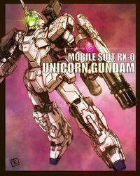  absurdres black_border border character_name flying glowing_shield gundam gundam_unicorn highres horns mecha mobile_suit moyan no_humans procreate_(medium) science_fiction single_horn solo unicorn_gundam visor 