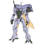  dunbine fantasy insect_wings magaki_ryouta mecha no_humans open_hands pink_eyes seisenshi_dunbine sheath sheathed sketch solo standing sword weapon white_background wings 