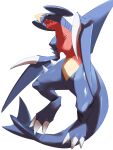  black_sclera claws colored_sclera commentary_request from_below full_body garchomp highres mian_(3zandora) no_humans open_mouth pokemon pokemon_(creature) sharp_teeth solo spikes teeth yellow_eyes 