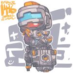 1boy apex_legends armor artist_name beard black_gloves chibi dated facial_hair gloves helmet jr4rt looking_to_the_side male_focus newcastle_(apex_legends) open_mouth shield solo visor 