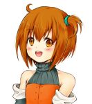  1girl aine_(hoshi_wo_miru_hito) bare_shoulders hair_bobbles hair_ornament hoshi_wo_miru_hito one_side_up open_mouth orange_hair short_hair smile solo upper_body 