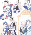  2girls alternate_hairstyle apron armor armored_dress black_hairband blue_cape blue_dress blue_hair blush braid brushing_another&#039;s_hair cape chair closed_eyes closed_mouth corrin_(fire_emblem) corrin_(fire_emblem)_(female) creature d0o00o0b dragon dragon_girl dress fire_emblem fire_emblem_fates forehead_jewel gradient_hair hair_brush hair_brushing hairband hat holding hug hug_from_behind juliet_sleeves lilith_(fire_emblem) long_hair long_sleeves looking_at_another looking_at_viewer mirror multicolored_hair multiple_girls multiple_views open_mouth pointy_ears puffy_sleeves red_eyes redhead reflection siblings single_braid sisters sitting slit_pupils smile two-tone_hair wavy_hair white_apron white_background white_hair white_headwear yellow_eyes 