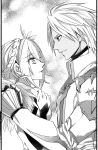 1boy 1girl alphen_(tales) armor bangs braid couple dark-skinned_male dark_skin eye_contact facing_another feather_hair_ornament feathers from_side greyscale hair_between_eyes hair_ornament height_difference hetero highres imminent_kiss long_hair looking_at_another monochrome muturax0 pauldrons shionne_(tales) short_hair shoulder_armor sidelocks smile spiky_hair tales_of_(series) tales_of_arise very_long_hair 