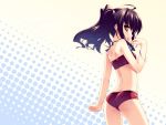  :p ahoge ass back bandeau bikini black_hair bracelet flat_chest from_behind highres jewelry looking_back miyatsuki_itsuka naughty_face original swimsuit swimsuit tongue tubetop twintails wallpaper yellow_eyes 