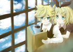  blonde_hair book kagamine_len kagamine_rin sachirika short_hair twins vocaloid 