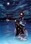  black_hair guitar instrument japanese_clothes kimono nagareboshi night original starry_sky water 