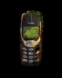  black_background blood copyright_name foliage highres horror_(theme) keypad leaf no_humans nokia_(company) nokia_3310 object_focus phone pixel_art pixelianska simple_background space_impact tentacles video_game 