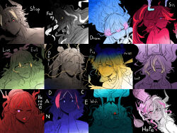  arknights bandeau black_hair blonde_hair blue_eyes blue_hair blue_horns board_game bottle brother_and_sister brothers brown_hair calligraphy chef chef_hat closed_eyes colored_extremities colored_skin colored_tongue dark_skin dragon_boy dragon_bubble_(arknights) dragon_girl dragon_horns dusk_(arknights) dynamite earrings explosive flute food fruit gloves go_(board_game) gradient_skin green_horns green_skin grey_hair hat heterochromia highres horns hug instrument jewelry jie_(arknights) light_smile ling_(arknights) long_hair multicolored_hair multiple_girls multiple_views nian_(arknights) non-web_source nude orange_eyes original paintbrush peach pink_eyes pink_skin purple_horns purple_skin red_eyes red_skin rice_cooker saddle seal_script short_hair shu_(arknights) siblings smile streaked_hair tassel tassel_earrings tooth violet_eyes wang_(arknights) weaving wheat white_hair white_hands wine_bottle yellow_eyes yellow_hands zhi_(arknights) 