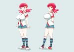  1girl breasts hair_ornament hairclip highres ika_daishougun jacket large_breasts medium_hair pink_hair pokemon pokemon_(game) pokemon_gsc shoes short_shorts short_sleeves shorts socks solo twintails white_jacket whitney_(pokemon) 