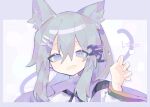  1girl :d animal_ear_fluff animal_ears cat_day cat_ears cat_tail claw_pose commentary fang grey_eyes grey_hair hair_between_eyes hair_ornament hairclip hand_up highres japanese_clothes kariginu kemonomimi_mode looking_at_viewer mamimu_(ko_cha_22) mononobe_no_futo no_hat no_headwear open_mouth portrait sidelocks skin_fang smile solo tail touhou wide_sleeves 
