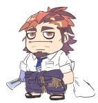  1boy bags_under_eyes boogeyman_(housamo) brown_hair chibi commentary_request facial_hair goatee katoributa_a long_sideburns male_focus mature_male multicolored_hair necktie red_eyes scar scar_on_face school_uniform sideburns solo tokyo_afterschool_summoners two-tone_hair 