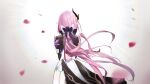  1girl absurdres bow dress elysia_(honkai_impact) from_behind gloves hair_bow hair_ornament highres honkai_(series) honkai_impact_3rd long_hair multicolored_clothes multicolored_dress pink_hair pointy_ears sappheiros single_glove solo standing 