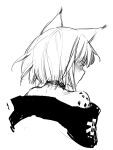  1girl absurdres animal_ears arknights bangs blush cat_ears commentary_request from_behind highres kal&#039;tsit_(arknights) lizhe monochrome off_shoulder oripathy_lesion_(arknights) short_hair simple_background sketch solo upper_body white_background 